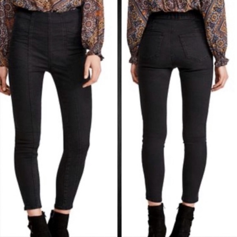 Free People Black Pull On Skinny Jeans